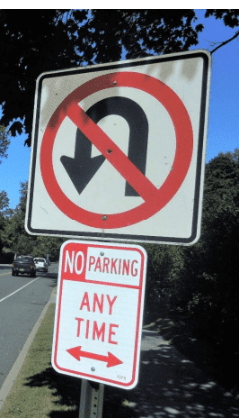 No U-Turn Sign Location
