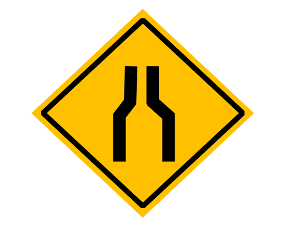 Road Narrows Sign Meaning, Quiz, Definition, Example, Shape, Location, Color